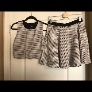 Crop top and high waisted skirt matching set